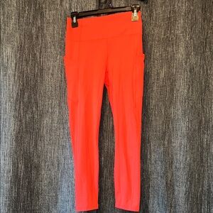 Fabletics Bright Coral High-Rise Pocket Leggings